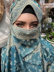 1 件女士时尚保暖佩斯利图案印花围巾，经典佩斯利头巾和长袍披肩头巾