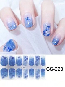 1/2Pcs Nail Polish Stickers Strips Fall Winter Glitter Shining Full Nail Wraps Life Proof Design Nail Strips Self-Adhesive Nail Art Sticker - Multicolor - View 2