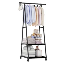 Rack Shelf Coat Rack Clothes Organizer Clothes Rack With Shelves Steel 2 Floors 1 Triangular Bar - trắng - Xem 6