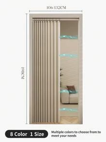1 pièce Ensemble de rideaux plissés avec crochets, équipé de tiges télescopiques à ressort, rideaux de porte à plis pour cloisonner le salon, coupe-vent et isolant thermique, convient pour une utilisation dans les salons, les chambres, les portes, les vérandas, les bureaux, les couloirs et les portes-fenêtres