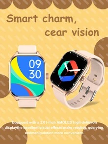 1 chiếc dây đeo silicon 2,05" Màn hình TFT HD cảm ứng toàn phần lớn Đồng hồ thông minh đa chức năng với nhiều chế độ thể thao, máy tính, đèn ngủ, báo thức, ứng dụng mạng xã hội, thông báo tin nhắn cho Android & IOS - Hồng - Xem 5