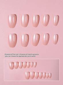 24片短款椭圆形金属镀铬亮面尖头美甲贴片，提升您的时尚风格。这款短款美甲贴片完美适配亚克力美甲套装，包含1片果冻胶和1把指甲锉，佩戴方便，适合女性和女孩日常佩戴、参加舞会等场合。 - 彩色 - 查看 3