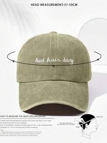 1 件刺绣“Bad Hair Day”水洗棒球帽，透气可调节高尔夫遮阳帽，适合户外活动，女士夏季时尚弧形帽檐遮阳帽，男士/中性 Y2K 风格遮阳帽 - 刺繡 - 查看 6
