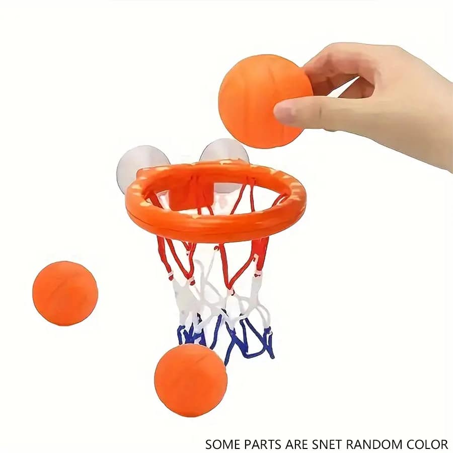 1 Bộ rổ bóng rổ mini di động (kèm 3 quả bóng), vành bóng rổ hút chân không trong phòng tắm, giá để bóng rổ dưới nước, đồ chơi tắm, quà tặng sinh nhật - Nhiều màu - Xem 1