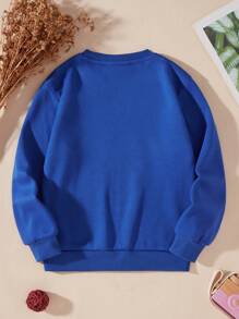 Young Boy Casual Gaming Print Round Neck Long Sleeve Sweatshirt