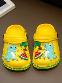 HAHABOBO 新款EVA儿童拖鞋，可爱黄色恐龙图案，轻便露趾设计，男女童均适用。时尚室内凉鞋，夏秋季泳池鞋，男女童通用鞋。 - 黃色 - 查看 5