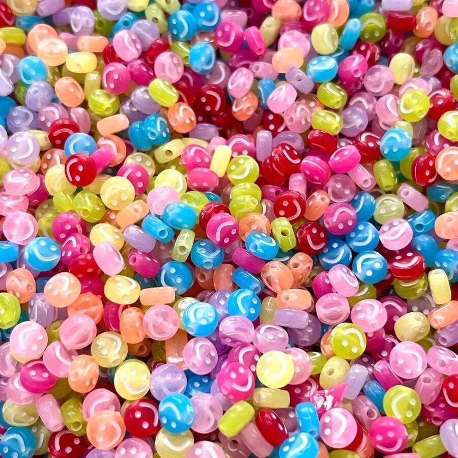 250 Pieces Children's Beads Smile Face - 6mm - đầy màu sắc - Xem 1