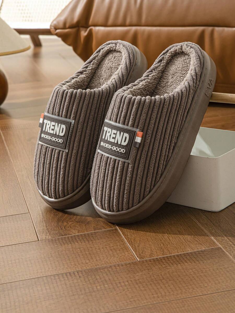 男士毛绒拖鞋 - 耐用时尚 - 厚 EVA 鞋底 - 咖啡棕 - 查看 1