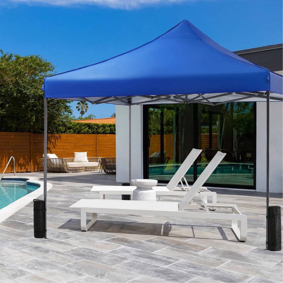 Sweetcrispy 10 X 10ft Pop Up Canopy Tent Easy Setup Outdoor Shade Instant Portable Sun Shelter Canopy Tent With Sand Bags For Parties Camping Beach - Blue - View 1
