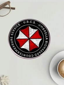 Modische Brosche/Pin mit Umbrella Corporation Logo, Metall Legierung Spiel Abzeichen - Schwarz - Übersicht 3