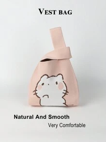 1 Peça Bolsa Multiuso de Crochê Respirável com Padrão de Gato Cartoon, Bolsa Transversal de Moda Casual Feminina, Adequada para Uso Diário, Férias, Transporte, Compras, Fotografia, Viagem, Acampamento, Caminhada, Volta às Aulas, Feriados, Estudante, Mulher, Todas as Estações, Também um Ótimo Presente para o Dia das Mães - Multicolorido - Visão 4