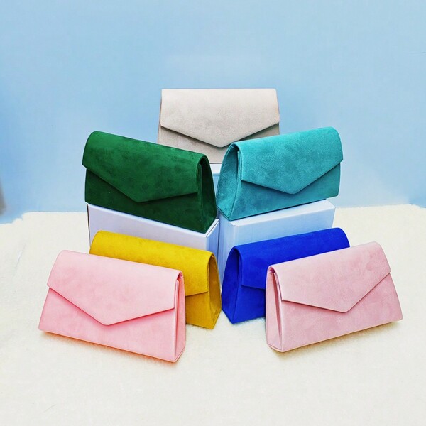 1pc Bolso de mano de terciopelo suave con solapa de unicolor, adecuado para uso diario de fiesta de bodas para señoras