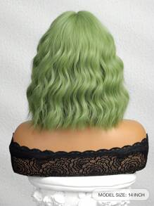 梦幻薄荷绿 12 英寸鲍勃假发 女士卷发波浪假发 带刘海 短款耐热合成假发 适合派对服装 日常穿着 彩色假发 万圣节热销 三叶草 圣帕特里克节