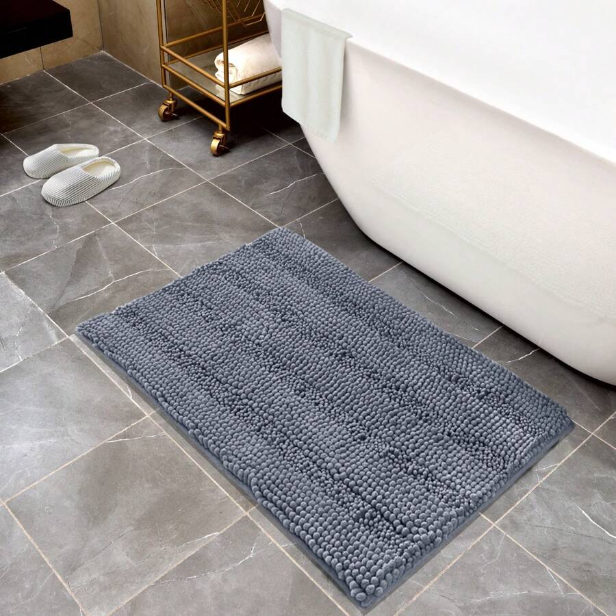 NonSlip Chenille Bath & Toilet Mat Plush & Comfortable Rug With