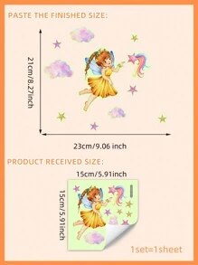 1 套夜光仙女月亮蝴蝶星星开关墙贴家居装饰、贴纸、墙贴花、家居装饰乙烯基贴花、春季装饰品让您的家焕然一新、Rama 装饰贴纸 E-I-D - 彩色 - 查看 12