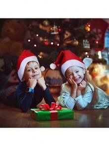 4 件装圣诞老人帽汽车座椅头枕套，可爱的汽车内饰装饰，实用的汽车圣诞装饰，适用于大多数汽车头枕（红色 4 件） - 4件 - 查看 3