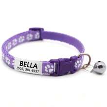 个性化反光猫项圈，带铃铛，宠物小猫项圈，带猫爪印和宠物吊坠，可定制刻字宠物名字猫咪身份牌吊坠 - 送给您爱宠的完美礼物！装饰性强，可刻字，不锈钢材质，时尚简约，可爱俏皮，色彩缤纷，独一无二，可定制圣诞装饰，珍藏品，个性化小号猫牌，个性化猫项圈，适合圣诞节、乔迁之喜、秋冬季节，装饰性强，可刻字，时尚俏皮，可定制，独一无二，可定制，个性化宠物，定制宠物项圈、牵引绳和胸背带，本地潮流，宠物用品，2025万圣节配饰，个性化猫狗幼犬宠物身份牌吊坠 - 彩色 - 查看 19