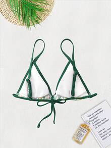 Women's Floral Print Bikini Swimsuit Set, Summer Beach - Green - View 4