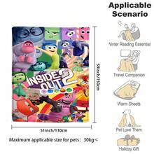1 件法兰绒宠物毯，内外卡通人物柔软温暖毛毯，适合所有季节，最高承重 50 公斤，可用于床、椅子、汽车、沙发 - 彩色 - 查看 8