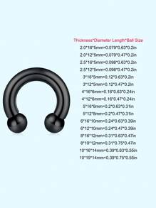 1pc Punk PA Ring Horseshoe Circular Barbell 316L Stainless Steel Body Jewelry For Women And Men Halloween Gift Daily Decoration - Multicolor - View 4