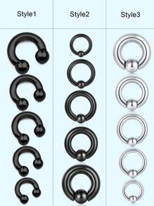 1pc Punk PA Ring Horseshoe Circular Barbell 316L Stainless Steel Body Jewelry For Women And Men Halloween Gift Daily Decoration - Multicolor - View 2
