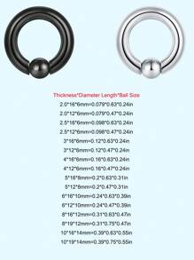 1pc Punk PA Ring Horseshoe Circular Barbell 316L Stainless Steel Body Jewelry For Women And Men Halloween Gift Daily Decoration - Multicolor - View 3