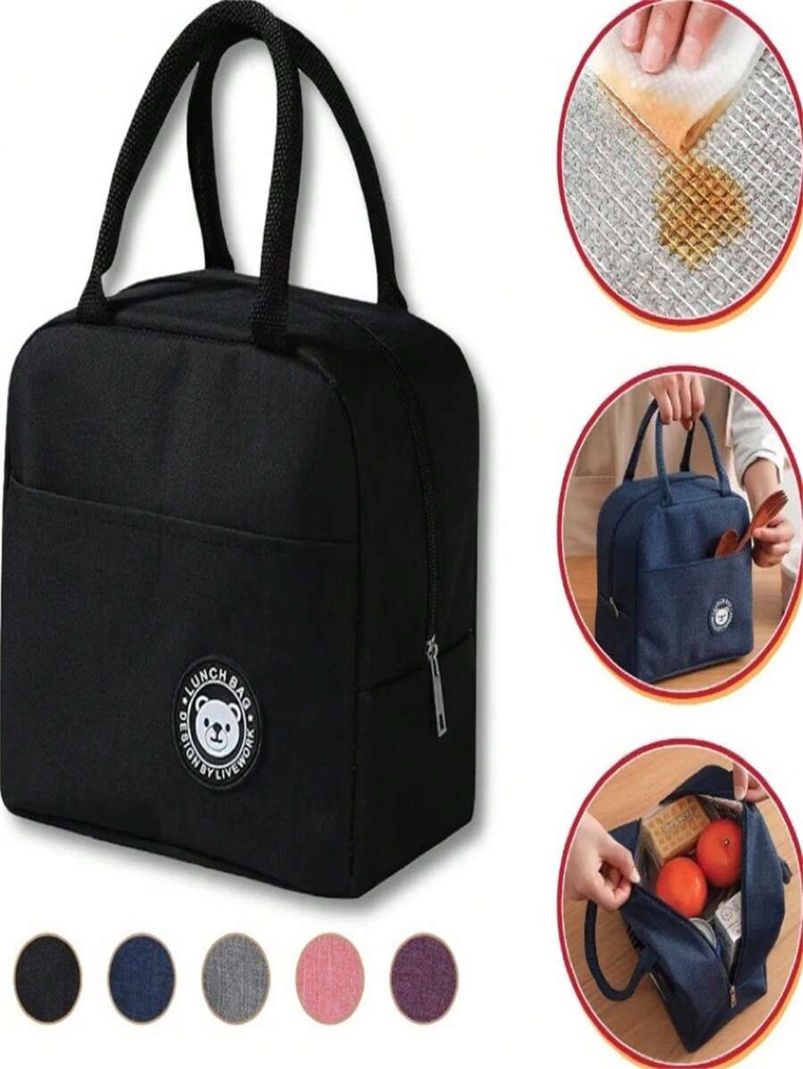Portable Fitness Thermal Bag Lunch Box Travel Necessary Student Lunch Box Easy To Wash And Use Everyday - màu đen - Xem 1