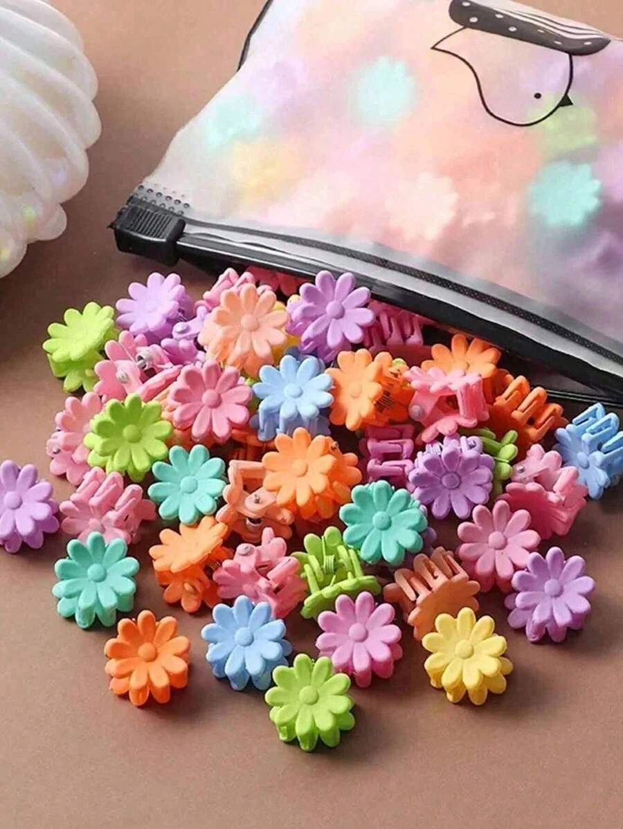 20pcs Random Color Daisy Flower Pet Hair Clips, Suitable For Small Dogs And Cats