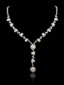 5 件/套复古向日葵奢华高品质珠宝套装：可调节项链、耳环、手链、戒指、合成全钻石 - 适用于婚礼、派对、节日 - 銀色 - 查看 4