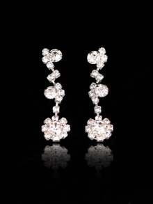 5 件/套复古向日葵奢华高品质珠宝套装：可调节项链、耳环、手链、戒指、合成全钻石 - 适用于婚礼、派对、节日 - 銀色 - 查看 3