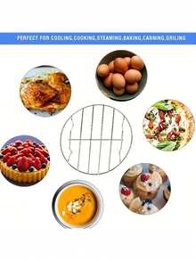 Rejilla de cocción redonda de acero inoxidable, rejilla para vaporizador, utensilios de cocina, rejilla para vapor con patas altas, vaporizador de cocina de cuatro esquinas, rejilla para vapor, utensilios de cocina, suministros de cocina - Plateado - Ver 6