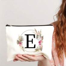 Bolsa de maquiagem com estampa floral e de letras chique de outono - Bolsa de cosméticos de lona reutilizável e moderna com grande capacidade Bolsa de armazenamento de viagem para mulheres Bolsas de grife, bolsa de cosméticos de viagem portátil personalizada com zíper, ideal para bolsa de festa de casamento e presente feminino, bolsa de papelaria escolar, presente de festa Bolsa de maquiagem para itens essenciais de viagem Bolsas de maquiagem Organizador de maquiagem Organizador de maquiagem Armazenamento de maquiagem Bolsa de maquiagem Bolsa de maquiagem - Branco - Ver 18