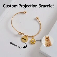 1 chiếc vòng tay chiếu ảnh mặt dây chuyền, vòng tay tên bằng thép không gỉ khắc laser, quà tặng cho gia đình và bạn bè - Nhiều màu - Xem 3