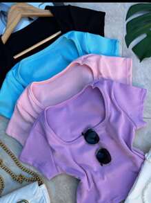 Precious Women's Fashion Candy Color Blouse Spring And Summer - Màu Lilac Tím - Xem 2