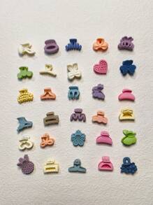 100 件随机混合彩色迷你高马尾爪夹、刘海夹、发夹发夹配件 - 彩色 - 查看 4