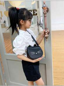 A Girl's Cartoon Cat Pu Flip Closure Cute Crossbody Bag Suitable For Daily Use On Vacations - Black - View 5