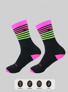 Sports Outdoor 1pair Striped Pattern Sports Crew Socks - Multicolor - View 1