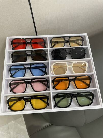 10pcs Stylish Aviator Eyeglasses Outdoor Leisure Eyewear For Men Halloween For Summer Beach Vacation,Outdoor,Travel