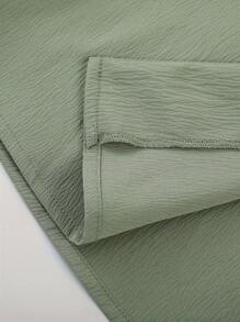 Conjunto masculino de 2 peças, camisa de manga comprida com bolso e aba de tecido plissado e calças casuais