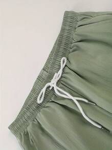 Conjunto masculino de 2 peças, camisa de manga comprida com bolso e aba de tecido plissado e calças casuais