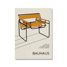 1 pieza Póster de la exposición Bauhaus Silla Pintura en lienzo geométrica abstracta minimalista de un hombre corriendo en naranja y negro para decoración de pared del hogar sin marco - Multicolor - Ver 21