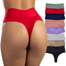 Double Thong Panties High Waist 3-Piece KIT G-String Shaping Belt Comfort Thong Women's Lingerie - 紫丁香色 - 查看 9