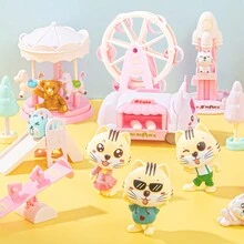 Cat Toys For Kids Pink Amusement Park Carousel Pirate Ship Ferris Wheel Pretend Play Cat Figures Playset Toddler Toy Interactive Kitten Role Play Set Realistic Cats Care Center For Girls Boys Age 3 4 5 6+ Birthday Gift Christmas Gift - Multicolor - View 9
