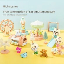 Cat Toys For Kids Pink Amusement Park Carousel Pirate Ship Ferris Wheel Pretend Play Cat Figures Playset Toddler Toy Interactive Kitten Role Play Set Realistic Cats Care Center For Girls Boys Age 3 4 5 6+ Birthday Gift Christmas Gift - Multicolor - View 10
