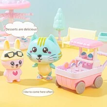 Cat Toys For Kids Pink Amusement Park Carousel Pirate Ship Ferris Wheel Pretend Play Cat Figures Playset Toddler Toy Interactive Kitten Role Play Set Realistic Cats Care Center For Girls Boys Age 3 4 5 6+ Birthday Gift Christmas Gift - Multicolor - View 7