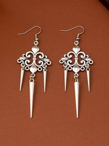 1pair Vintage Gothic Style Pointed Tassel Drop Earrings Suitable For Women's Daily Wear