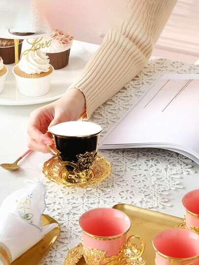 4 件/12 件镀瓷香薰咖啡杯碟套装，欧式金边，2 杯 2 碟/6 杯 6 碟咖啡杯礼盒套装（4 件/12 件含碟子）返校