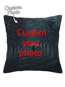 1件可定制人像可爱情侣儿童节日万圣节南瓜幽灵骷髅照片DIY抱枕套，家庭情侣儿童宠物朋友单面印花枕套，适用于客厅沙发卧室床头板，装饰抱枕套，不含枕芯，透气、轻便、可水洗、舒适、优雅、简约、独特，适合周年纪念日、母亲节等场合。 - 彩色 - 查看 1