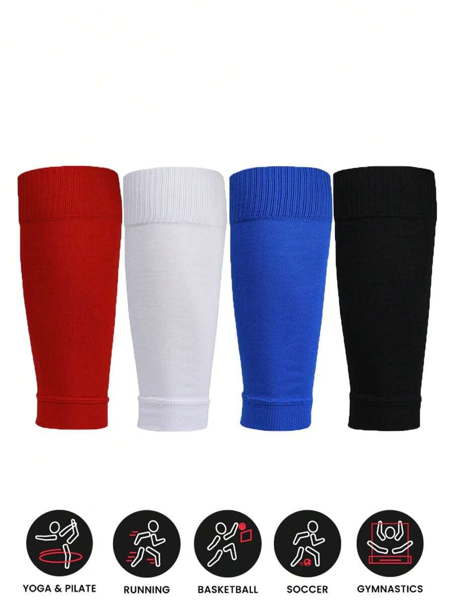 1 Pair Unisex Sports Leg Compression Sleeves, Elastic Football Shin Guards - Multicolor - View 1