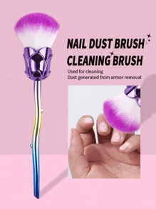 1Pc Nail Art Dust Brush Pink Rose-Shaped Design Cleaner Brush For Nails Makeup, Powder, Blush, Cleaning And Trimming Multi-Functional Rose Flower Nail Brush - Nail Dust Cleaner, Powder, Blush, Makeup Brush For Travel